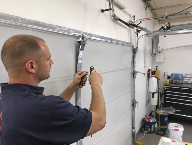Before and after garage door dent repair by Bedford Heights Garage Door Repair in Bedford Heights