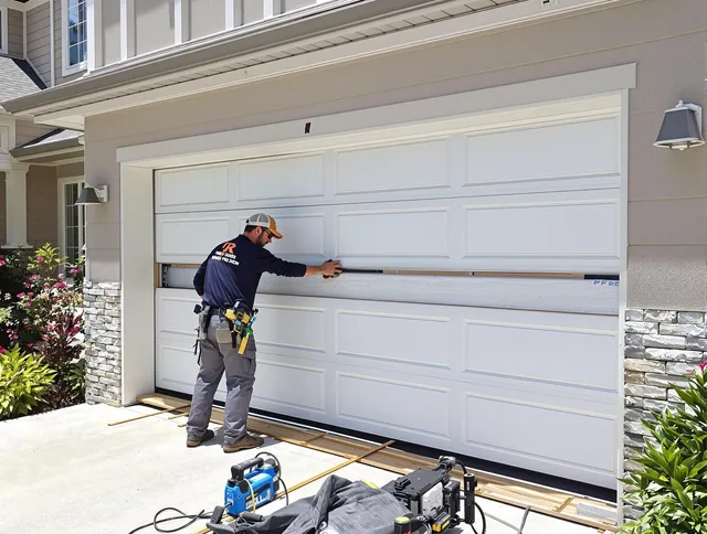 Bedford Heights Garage Door Repair team performing complete garage door replacement at Bedford Heights residence