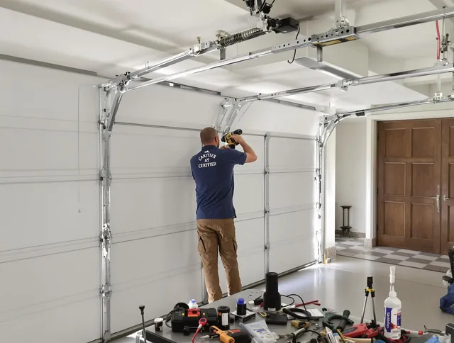 Bedford Heights Garage Door Repair certified technician performing precision garage door repair in Bedford Heights