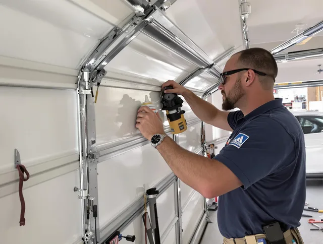 Bedford Heights Garage Door Repair technician quieting a noisy garage door in Bedford Heights