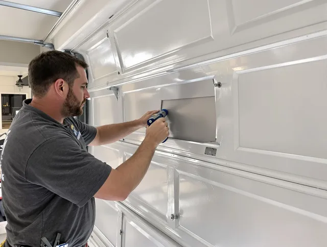 Garage door panel repair by Bedford Heights Garage Door Repair in Bedford Heights